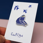 Load image into Gallery viewer, Catisse Blue Cat Enamel Pin
