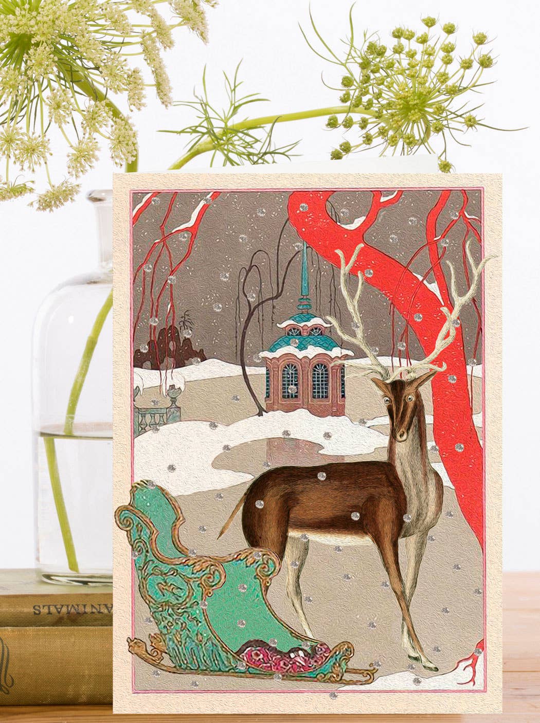 Ice Lake Hand Glittered Christmas Card