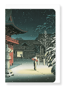 NEZU SHRINE IN SNOW: Japanese Greeting Card