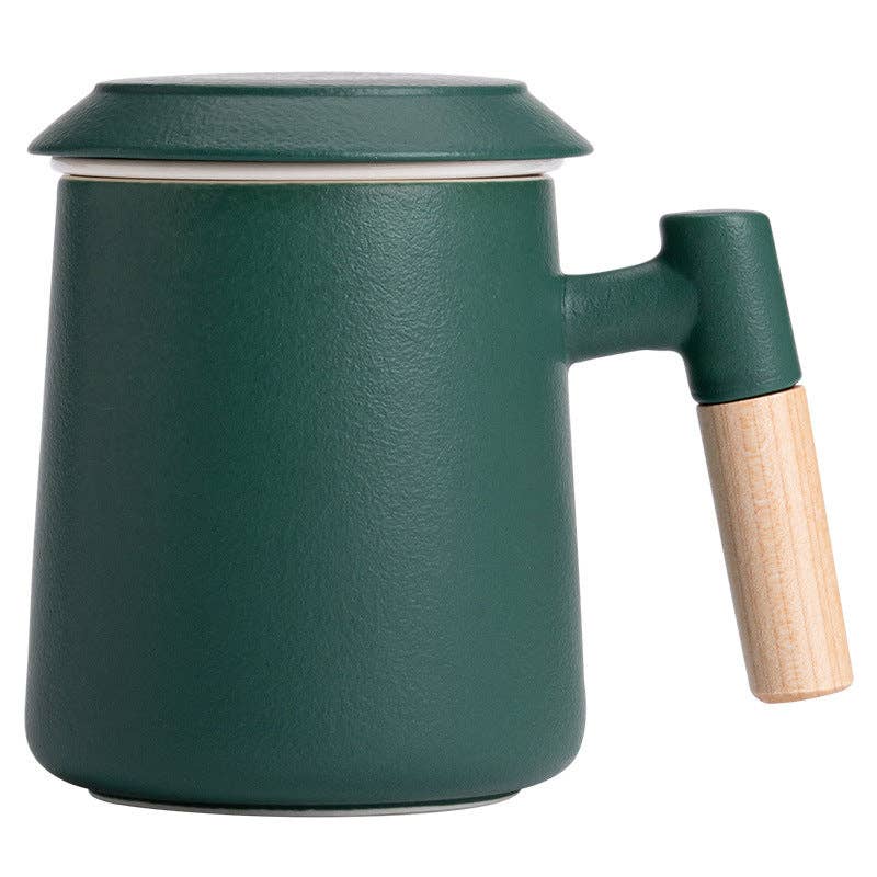 Gohobi Colourful Tea Cup With Infuser: Dark Green