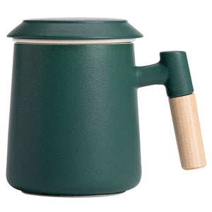 Gohobi Colourful Tea Cup With Infuser: Dark Green