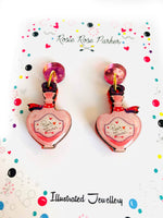 Load image into Gallery viewer, Paris perfume bottle handmade uk quirky statement earrings by Rosie Rose Parker
