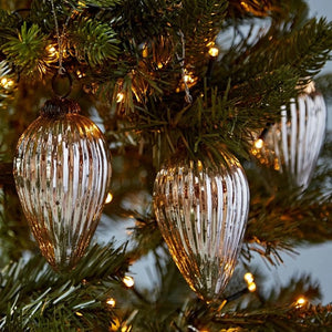 Antique Effect Glass Teardrop Christmas Baubles