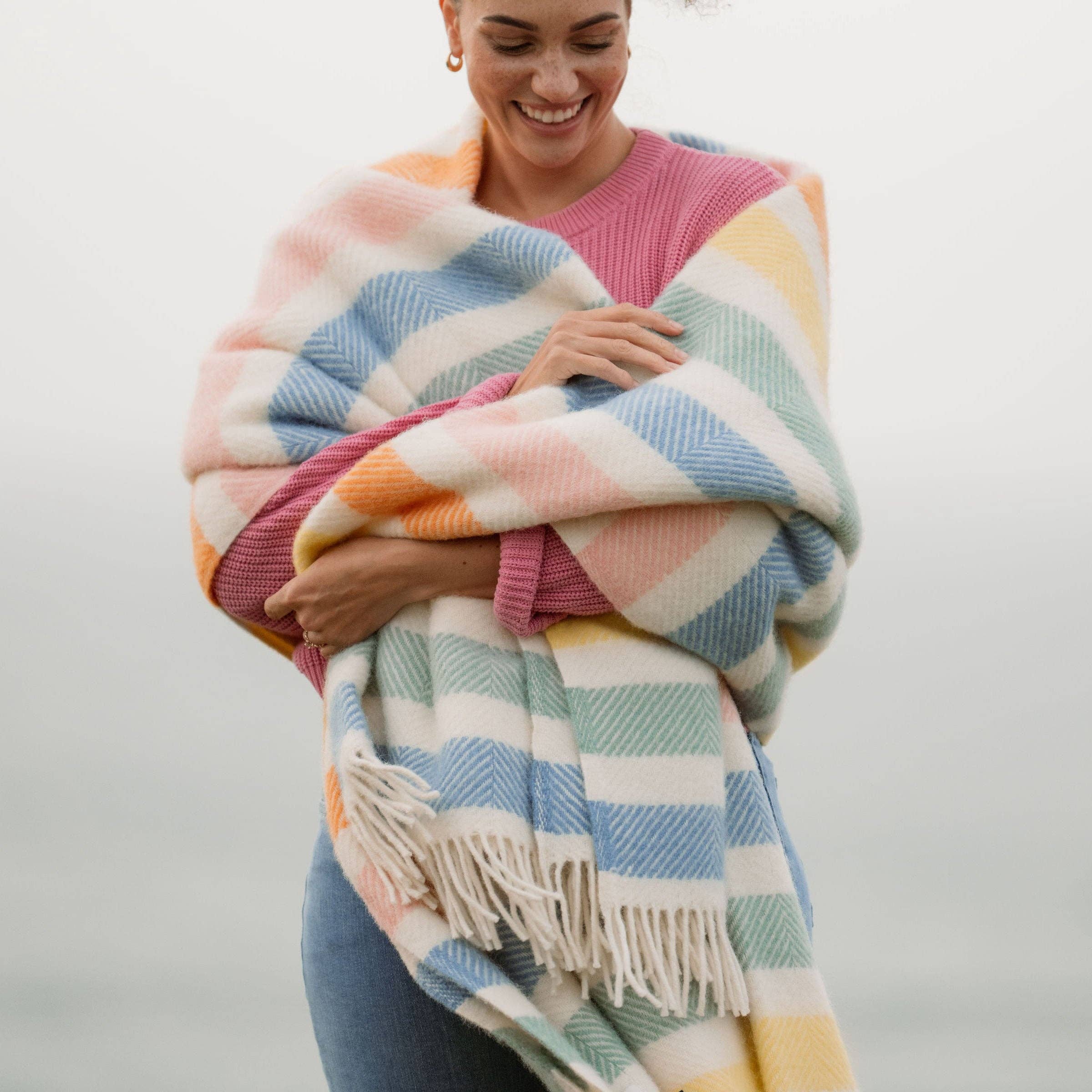 Candy Stripe Wool Blanket: Large 130 x 200cm