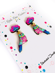 Summer bird nature earring pretty dangle earrings by Rosie Rose Parker