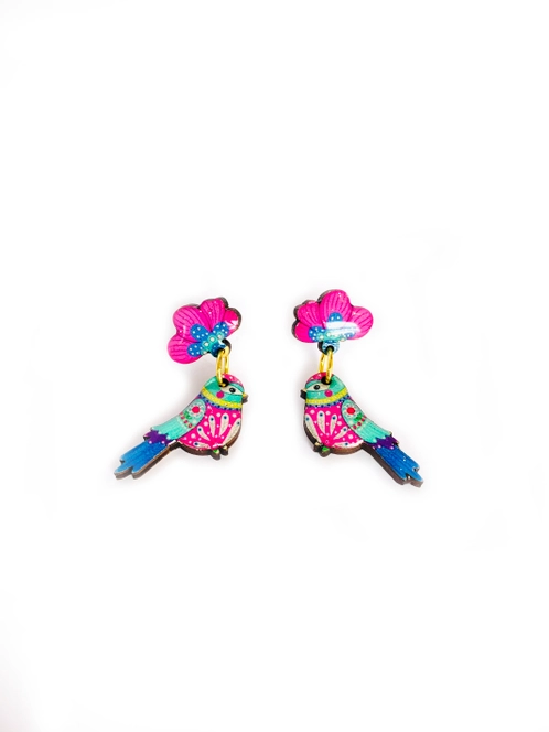 Summer bird nature earring pretty dangle earrings by Rosie Rose Parker