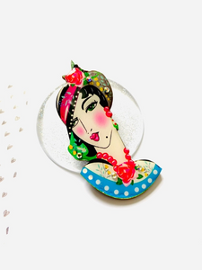 Retro floral lady brooch by Rosie Rose Parker